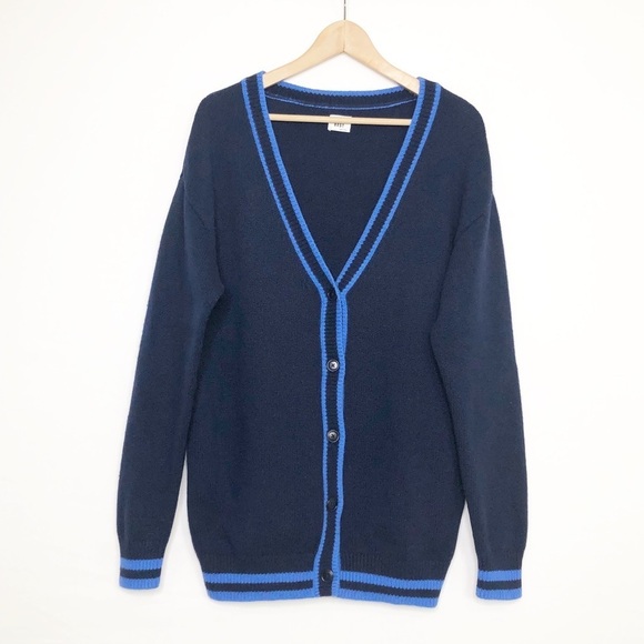 Aritzia Sunday best small navy blue Lamora V-neck boyfriend cardigan - Picture 8 of 12